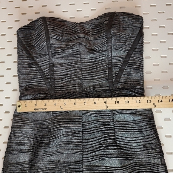 HAILEY LOGAN Strapless Mini Dress Corset Black Textured Metallic Striped‎ Lined - Picture 14 of 15